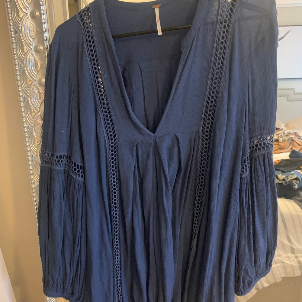 Free people boho blouse- royal blue
